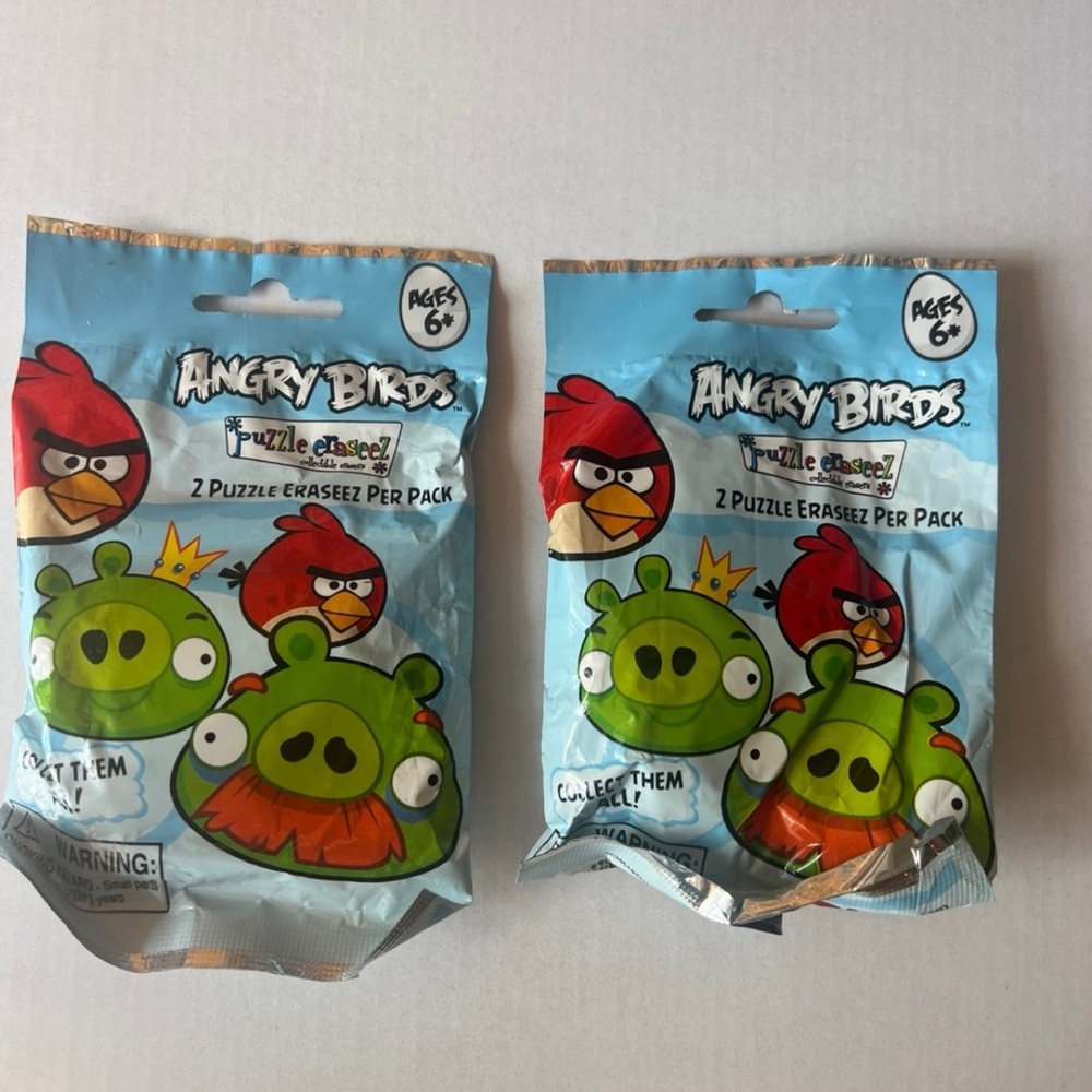 2 Packs Angry Birds Space Collective Puzzle Eraser Sealed Packs New